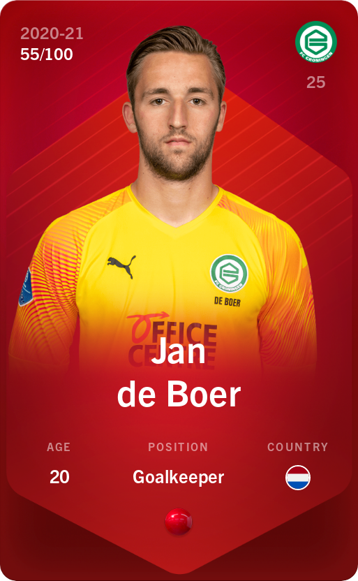 Sorare - Sorare Official - Jan de Boer 2020-21 • Rare 55/100 - NFT # 46587908077568645761921678949966718175612727075188199557794477428207761152550