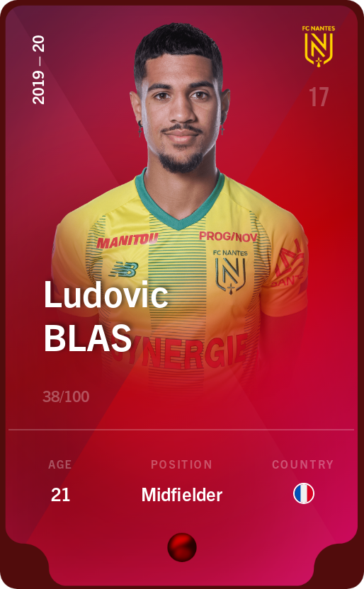 Sorare - Sorare Official - Ludovic Blas 2019-20 • Rare 38/100 - NFT # 46866389509598955832554690158008071786432353193025717992388217422276963027365