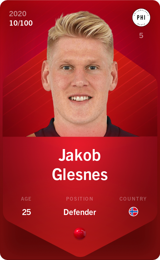 Sorare - Sorare Official - Jakob Glesnes 2020-21 • Rare 10/100 - NFT # 95034114427629853216743084850205928942207068770415681710315700188225679517929