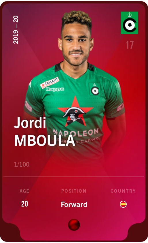 Sorare - Sorare Official - Jordi Mboula 2019-20 • Rare 1/100 - NFT # 38178782707258403076793181987375926770562316150962112204866596075984395896266