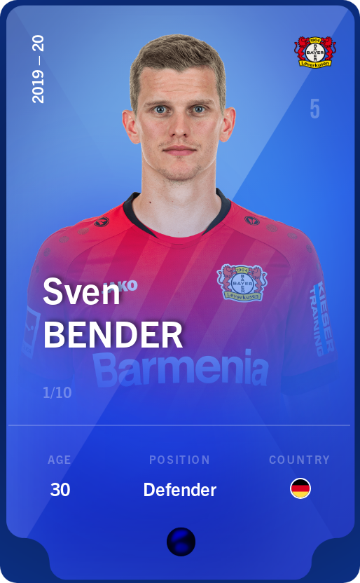 Sorare - Sorare Official - Sven Bender 2019-20 • Super Rare 1/10 - NFT # 80567480818410054897399252888381881775399786510409936750687108035410195288061