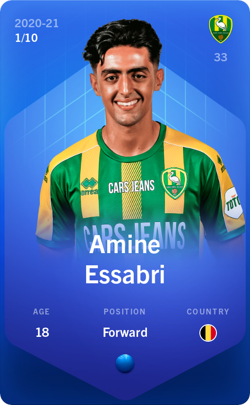 Sorare - Sorare Official - Amine Essabri 2020-21 • Super Rare 1/10 - NFT # 112482309652830525320431211760583033756372185694138266632258494837538651143365