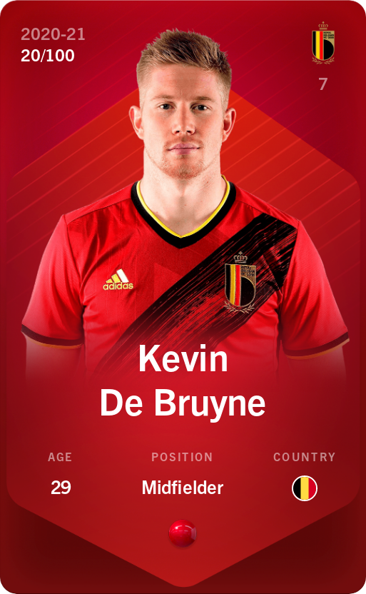 Sorare - Sorare Official - Kevin De Bruyne 2020-21 • Rare 20/100 - NFT # 115370223810221580130395733600548459567738022239406655169455849420614321040432