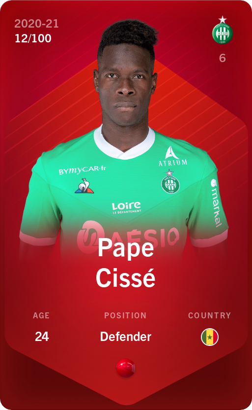 Sorare - Sorare Official - Pape Cissé 2020-21 • Rare 12/100 - NFT # 109225277402717465825964218527971160565567148829653025615546794485309685150041