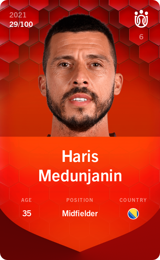 Sorare - Sorare Official - Haris Medunjanin 2021-22 • Rare 29/100 - NFT # 4913066617448532182270008105380246543394835993068549380540816712337038813166