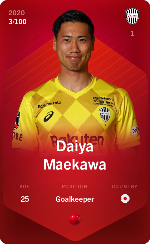 Sorare - Sorare Official - Daiya Maekawa 2020-21 • Rare 3/100 - NFT # 95580250854255147955869347962083798134714558118109277532842804780557765741606