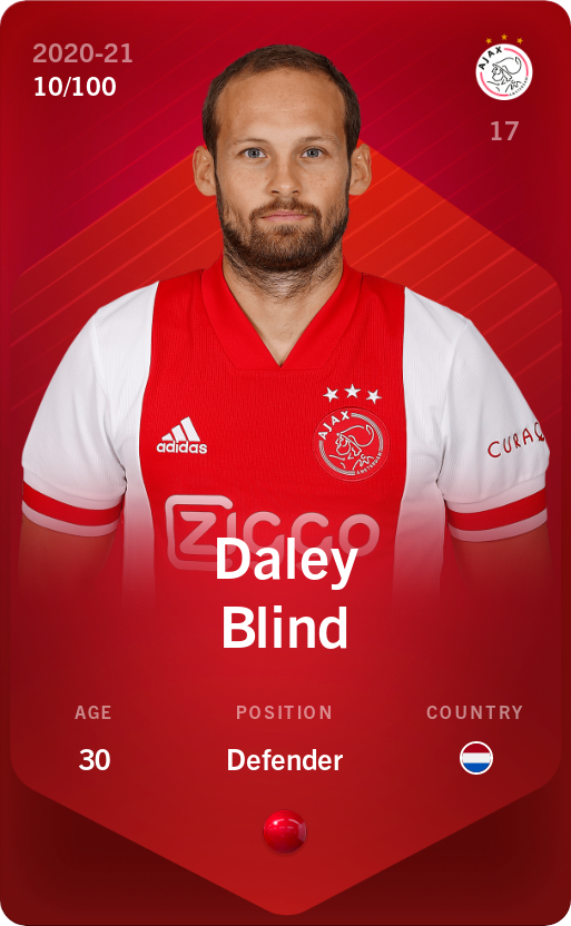 Sorare - Sorare Official - Daley Blind 2020-21 • Rare 10/100 - NFT # 61752014145586954614490818115950915331772629976199060248407462501743979662065