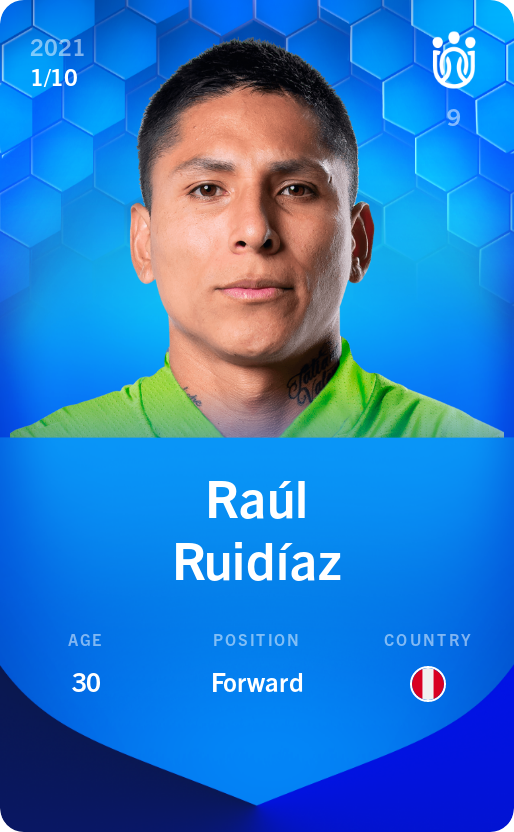 Sorare - Sorare Official - Raúl Ruidíaz 2021-22 • Super Rare 1/10 - NFT # 112488269053970052047914181322868264759178493292112986681806003256093988756877