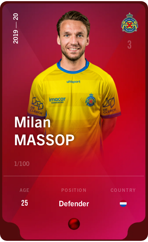Sorare - Sorare Official - Milan Massop 2019-20 • Rare 1/100 - NFT # 87609122835188919871557864270950227185214036574093316058156575423904437963466