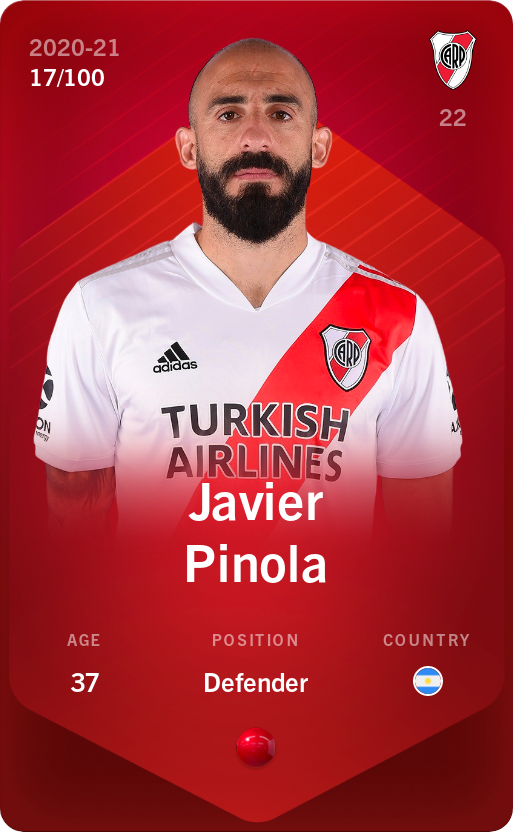 Sorare - Sorare Official - Javier Pinola 2020-21 • Rare 17/100 - NFT # 10423470807204771543680488399094183913114530607656365391547881634957040800265
