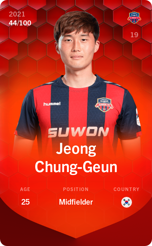 Sorare - Sorare Official - Jeong Chung-Geun 2021-22 • Rare 44/100 - NFT # 26814664962816329932553233165481539125175407735100548937034885757054963593018