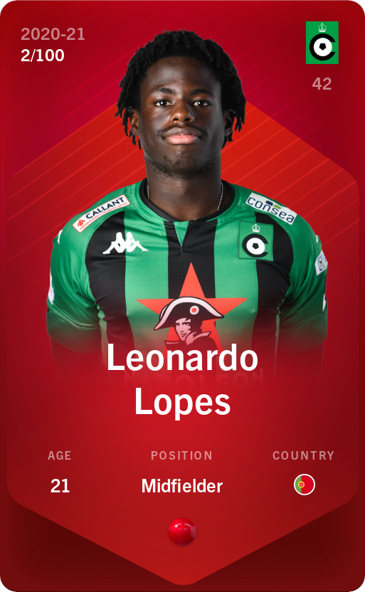 Sorare - Sorare Official - Leonardo Lopes 2020-21 • Rare 2/100 - NFT # 78381471714579637780608363957243768967784873659240507820703218435145031800578