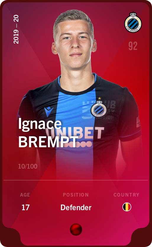 Sorare - Sorare Official - Ignace Brempt 2019-20 • Rare 10/100 - NFT # 71281643289786811517232854133505705258251880970547974992017505736912027573243