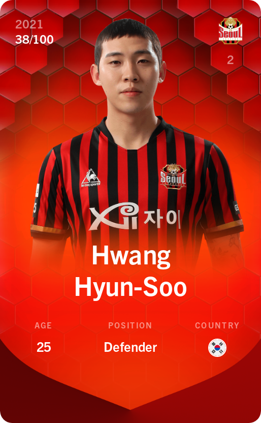 Sorare - Sorare Official - Hwang Hyun-Soo 2021-22 • Rare 38/100 - NFT # 56824440195698387532966822933304130787539384680439808794214083361799977543846