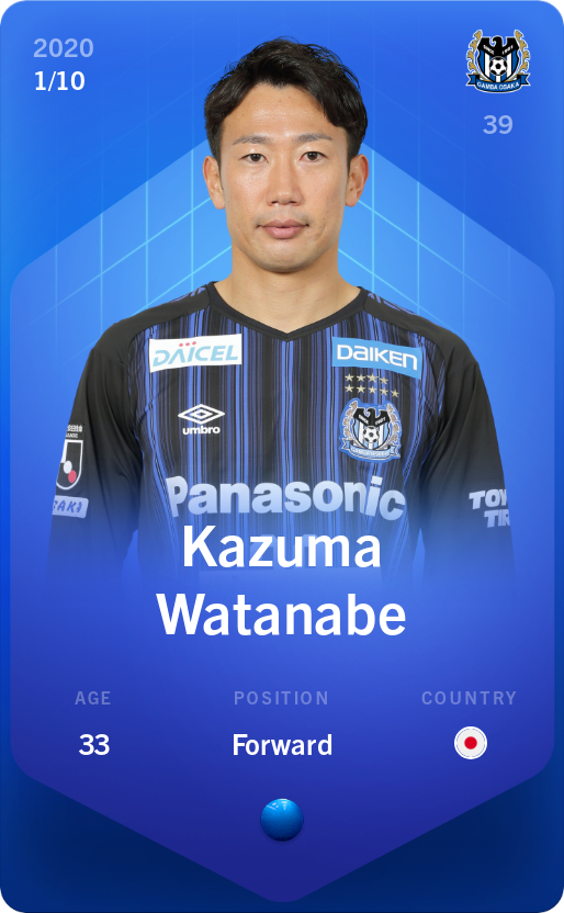Sorare - Sorare Official - Kazuma Watanabe 2020-21 • Super Rare 1/10 - NFT # 10173494323161204494032465727819731851280854236780658437926418644437212337743