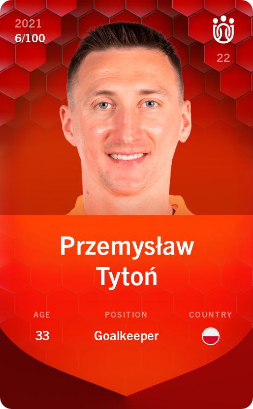 Sorare - Sorare Official - Przemysław Tytoń 2021-22 • Rare 6/100 - NFT # 95606322343565154897138811355625878046923171585274026784702326679131234091157
