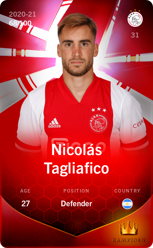 Sorare - Sorare Official - Nicolás Tagliafico 2020-21 • Rare 68/100 - NFT # 41682392782514973076988623017114041363748270401713025298421813365741950127236