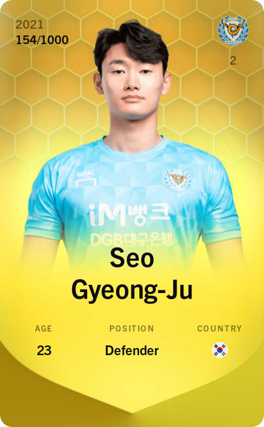 Sorare - Sorare Official - Seo Gyeong-Ju 2021-22 • Limited 154/1000 - NFT # 107809730454337748670246919371756402803680136646552196097796548617585223475652