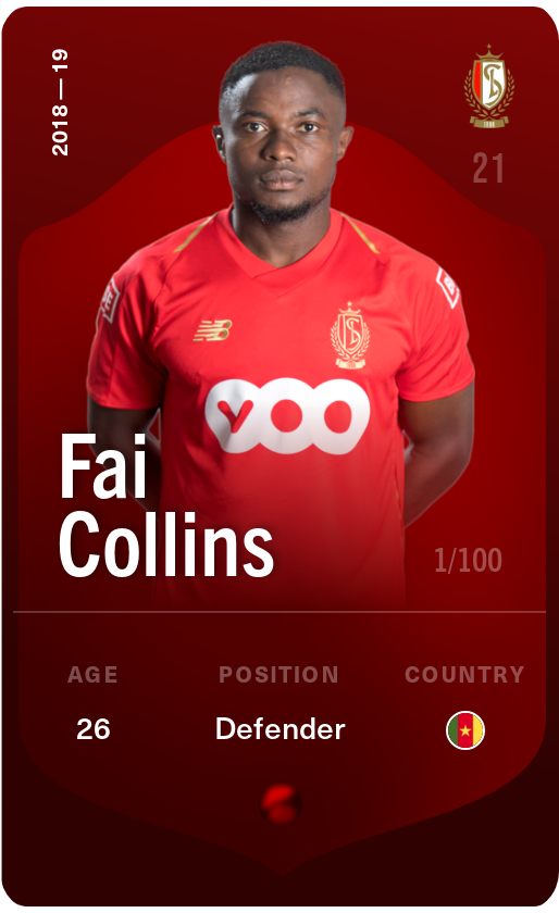 Sorare - Sorare Official - Fai Collins 2018-19 • Rare 1/100 - NFT # 58136076419417457606401374670952584404387238661956165494873348626854977276470