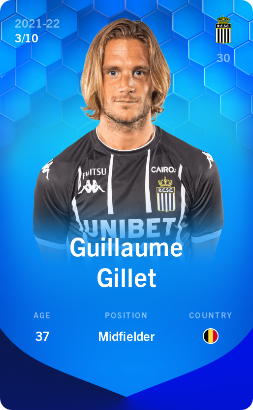 Sorare - Sorare Official - Guillaume Gillet 2021-22 • Super Rare 3/10 - NFT # 65648622358993644005330050624533147354955914753077465561982711556787285302599