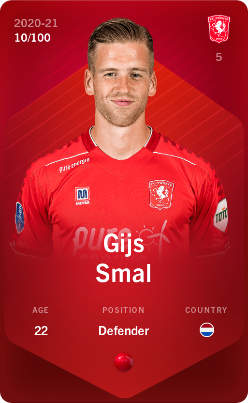 Sorare - Sorare Official - Gijs Smal 2020-21 • Rare 10/100 - NFT # 68371237743622719706459310492937901527120236138532989495232735519470612067540