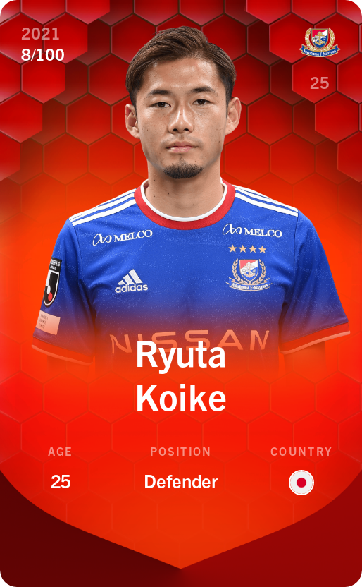Sorare - Sorare Official - Ryuta Koike 2021-22 • Rare 8/100 - NFT # 70561805655364775282107563052122488684223464181811567293894283660728509154058