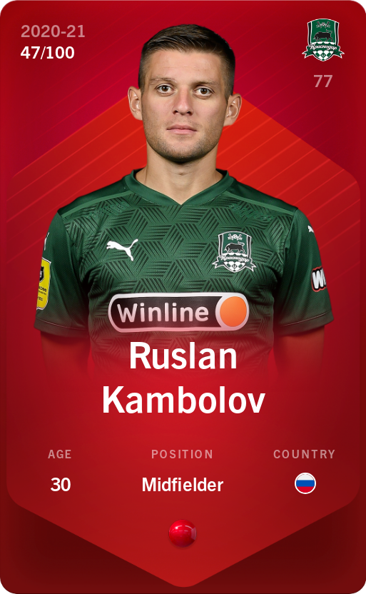 Sorare - Sorare Official - Ruslan Kambolov 2020-21 • Rare 47/100 - NFT # 46766773313932846161477298030147359314119661696962237712811963556447809596544