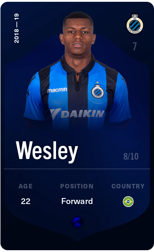 Sorare - Sorare Official - Wesley 2018-19 • Super Rare 8/10 - NFT # 82729130676515977132971051748691715855295020150817122720899126924973694865542