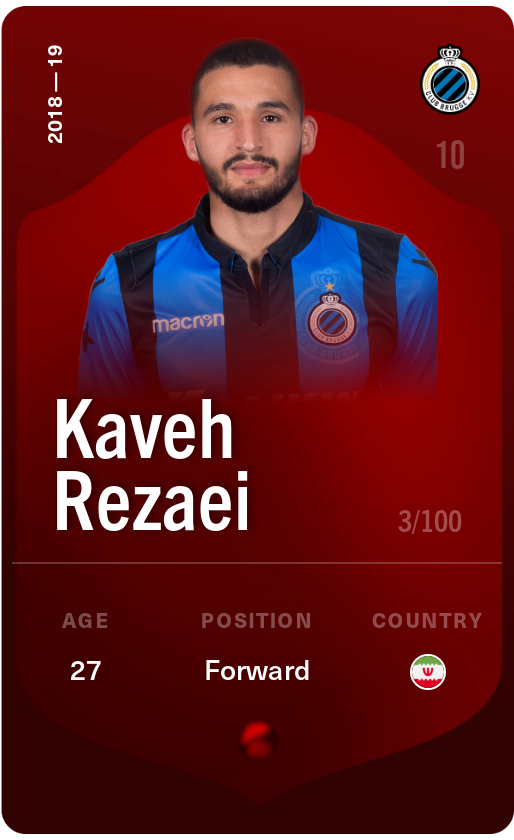 Sorare - Sorare Official - Kaveh Rezaei 2018-19 • Rare 3/100 - NFT # 91853472182552949271236445005945420164007735166404777669954373514413275349084