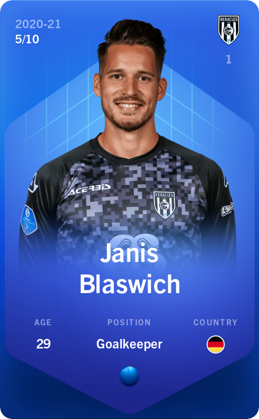 Sorare - Sorare Official - Janis Blaswich 2020-21 • Super Rare 5/10 - NFT # 51076306556685352733733529796516280278099488042717128529538526600570558806684