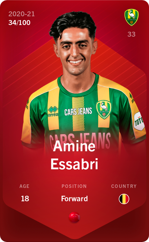 Sorare - Sorare Official - Amine Essabri 2020-21 • Rare 34/100 - NFT # 17426857492947394488368532693328822023644248874314190159128142805423831609244