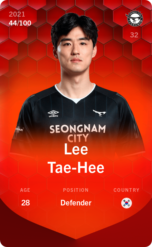 Sorare - Sorare Official - Lee Tae-Hee 2021-22 • Rare 44/100 - NFT # 58492734321215314613661363405456776565344992289481297196157805170852629273216