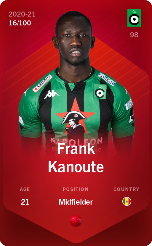 Sorare - Sorare Official - Frank Kanoute 2020-21 • Rare 16/100 - NFT # 20743028984016682387986090376251936081153567316488940201967670629790554964449