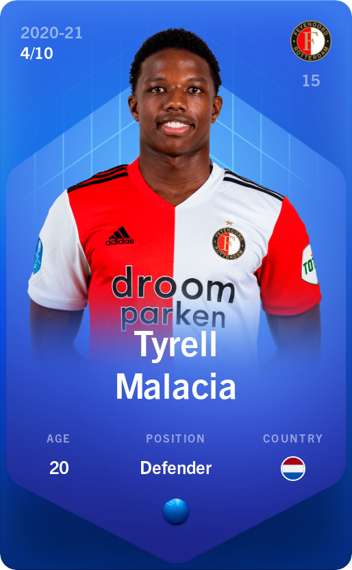 Sorare - Sorare Official - Tyrell Malacia 2020-21 • Super Rare 4/10 - NFT # 43771136133388439816179654200778684779089383057734485018047071046437608733844