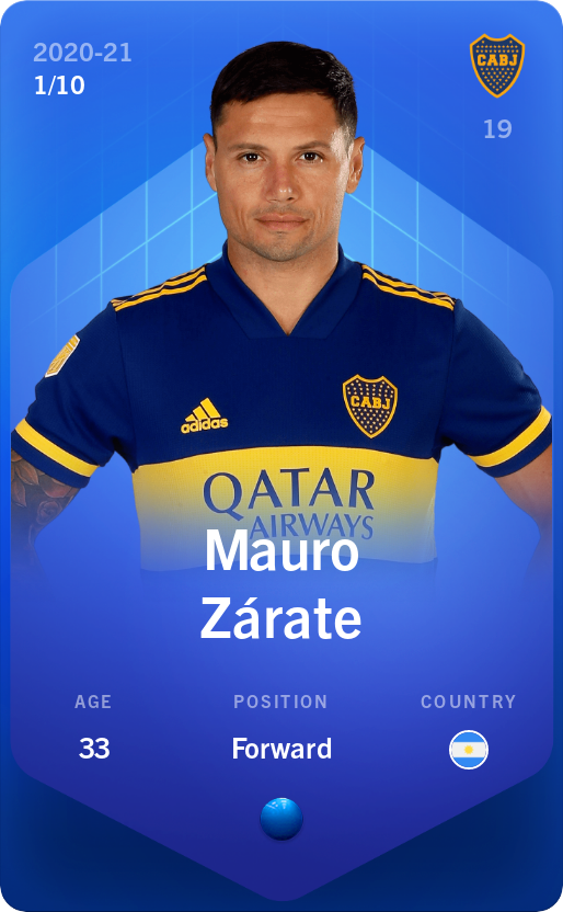 Sorare - Sorare Official - Mauro Zárate 2020-21 • Super Rare 1/10 - NFT # 43550289414471425985493372516921670672574158875555831176568541424466948403763