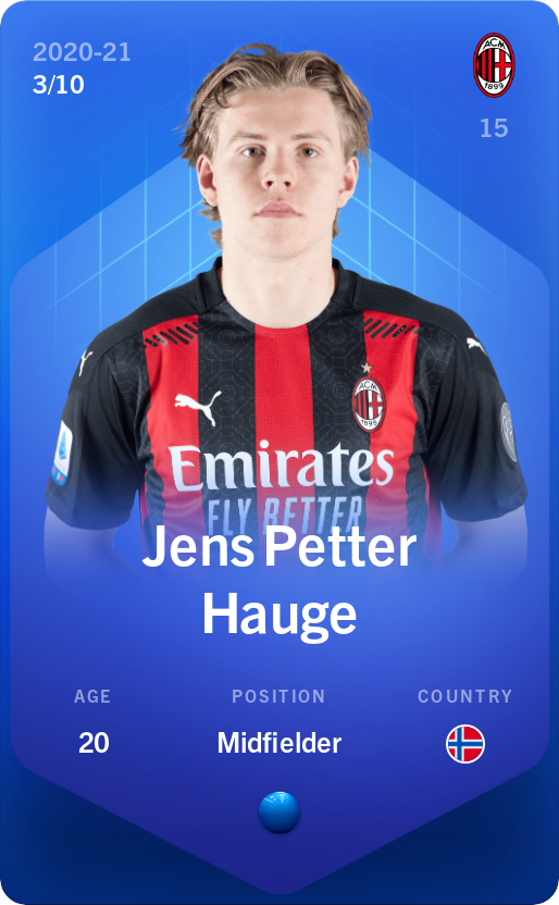 Sorare - Sorare Official - Jens Hauge 2020-21 • Super Rare 3/10 - NFT # 53542940868757727784241876707339028650461980930318442485053633921607141992543