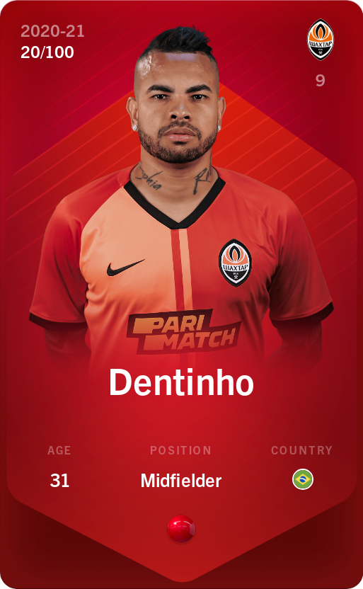 Sorare - Sorare Official - Dentinho 2020-21 • Rare 20/100 - NFT # 76387968604937335788760605239590856261667997250410348222398792900737278636618
