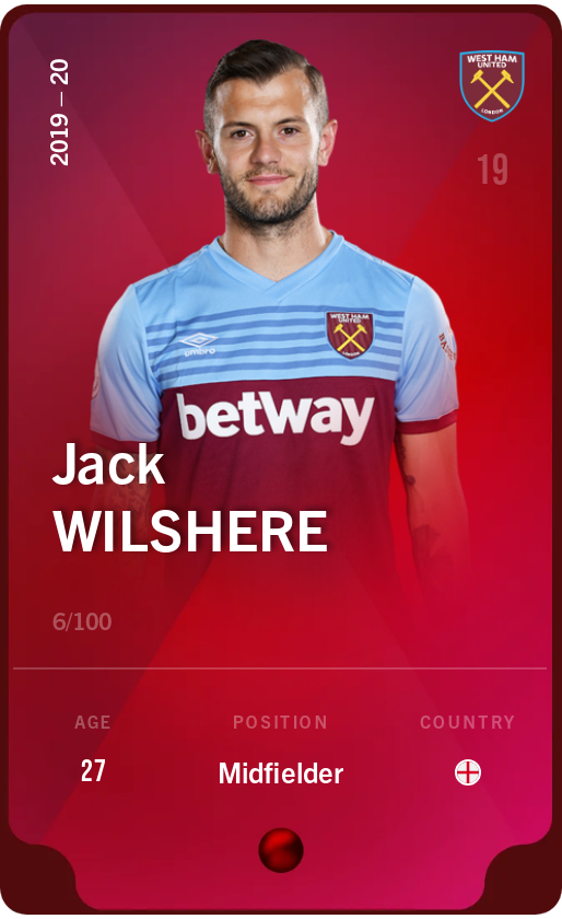 Sorare - Sorare Official - Jack Wilshere 2019-20 • Rare 6/100 - NFT # 36421270479482103330856021993224321823470376014883693912478176424410735917835