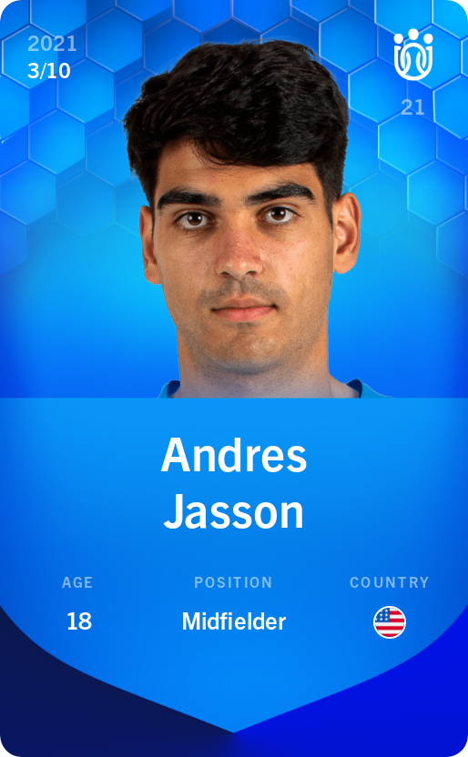 Sorare - Sorare Official - Andres Jasson 2021-22 • Super Rare 3/10 - NFT # 100042379541291077410924023617953342254580061841648182586136739632641892479421