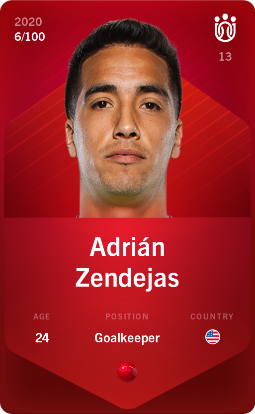 Sorare - Sorare Official - Adrián Zendejas 2020-21 • Rare 6/100 - NFT # 64299363373743391239068973877786243137311478734877569055201460028344574710894