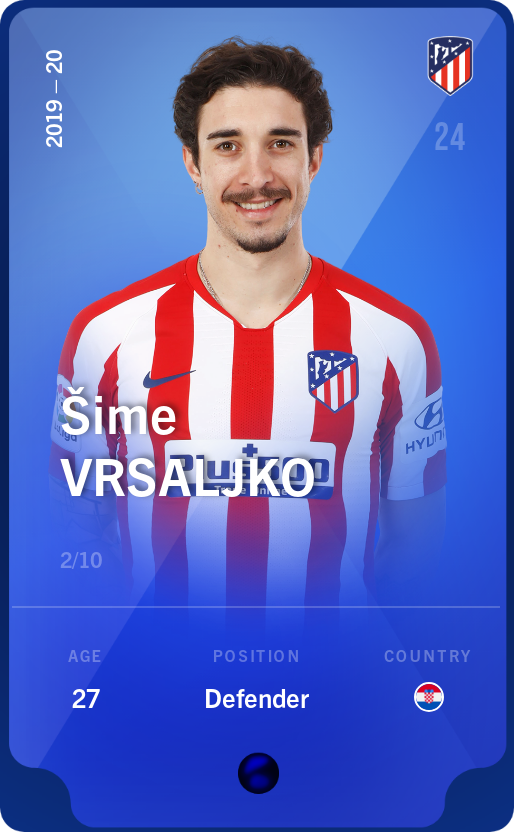 Sorare - Sorare Official - Šime Vrsaljko 2019-20 • Super Rare 2/10 - NFT # 14207116469199306820195398255275914995574109785645519862486179855029471166296