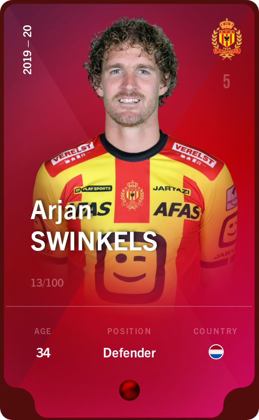 Sorare - Sorare Official - Arjan Swinkels 2019-20 • Rare 13/100 - NFT # 23317094529789240453722033176482005871173686016954875351467748523832761996672