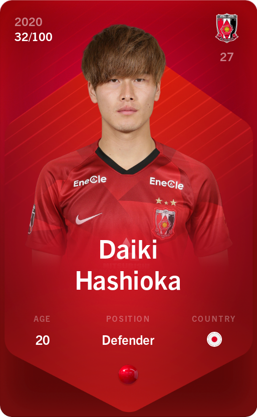 Sorare - Sorare Official - Daiki Hashioka 2020-21 • Rare 32/100 - NFT # 36333390351845440938662411778840858762760429010864856883238039821843602191490