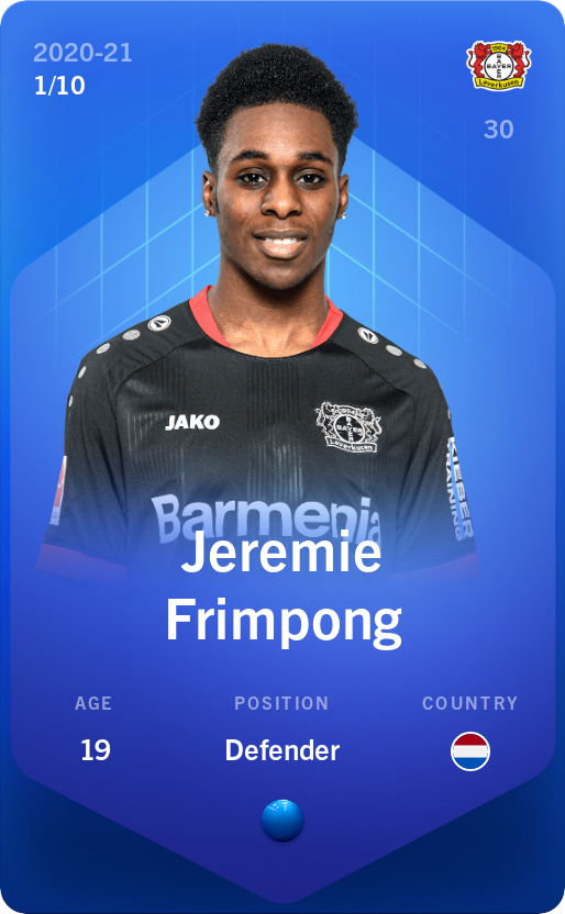 Sorare - Sorare Official - Jeremie Frimpong 2020-21 • Super Rare 1/10 - NFT # 60949902958918259153905691708063889383958792111134866822438344364816227330105