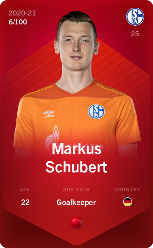Sorare - Sorare Official - Markus Schubert 2020-21 • Rare 6/100 - NFT # 111312731864171875399295444257067914909770391622886610263758659538036450974032