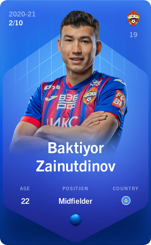 Sorare - Sorare Official - Baktiyor Zainutdinov 2020-21 • Super Rare 2/10 - NFT # 91027176625812790005734256239947501984943708513976176466493885117702850428295
