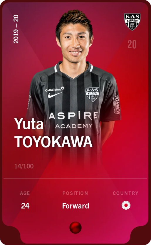 Sorare - Sorare Official - Yuta Toyokawa 2019-20 • Rare 14/100 - NFT # 36641186123602777421353707312739901176138288357400593561634238510765688479187