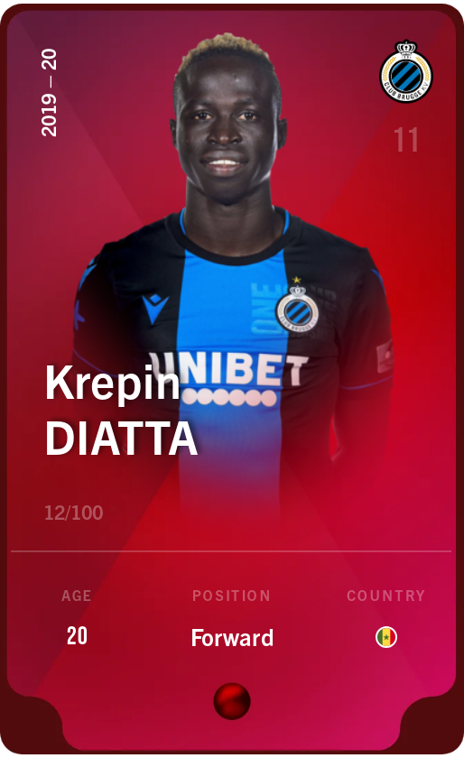 Sorare - Sorare Official - Krepin Diatta 2019-20 • Rare 12/100 - NFT # 95640447383277366048465633419519536350051874653357458971754461780584965715586