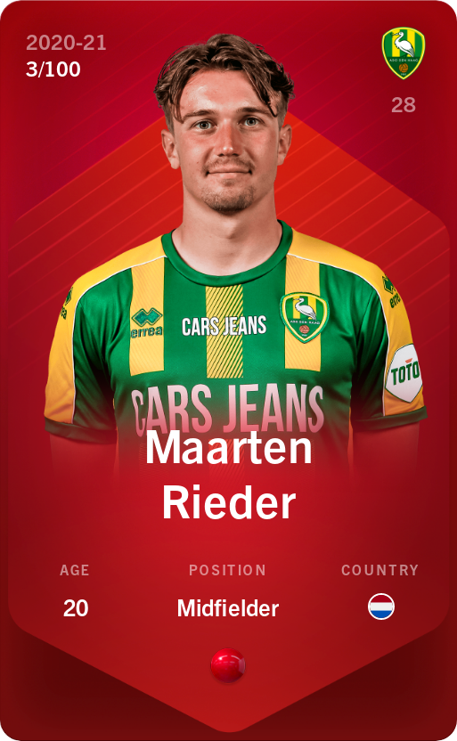 Sorare - Sorare Official - Maarten Rieder 2020-21 • Rare 3/100 - NFT # 113908578222004836909240937120714615422293689682226691754495974507970161998133
