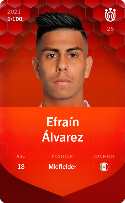 Sorare - Sorare Official - Efraín Álvarez 2021-22 • Rare 1/100 - NFT # 60113488269276658644425929540837413193289064980072525658996957861356001478746